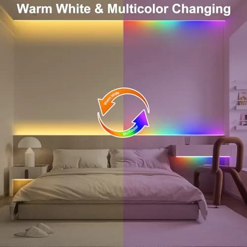 echosari LED Strip Lights 3.05m (10ft) Dual Color Changing (Warm White & Multicolor) with Remote | Battery Operated, Cuttable for Bedroom Party Decor thumbnail 4