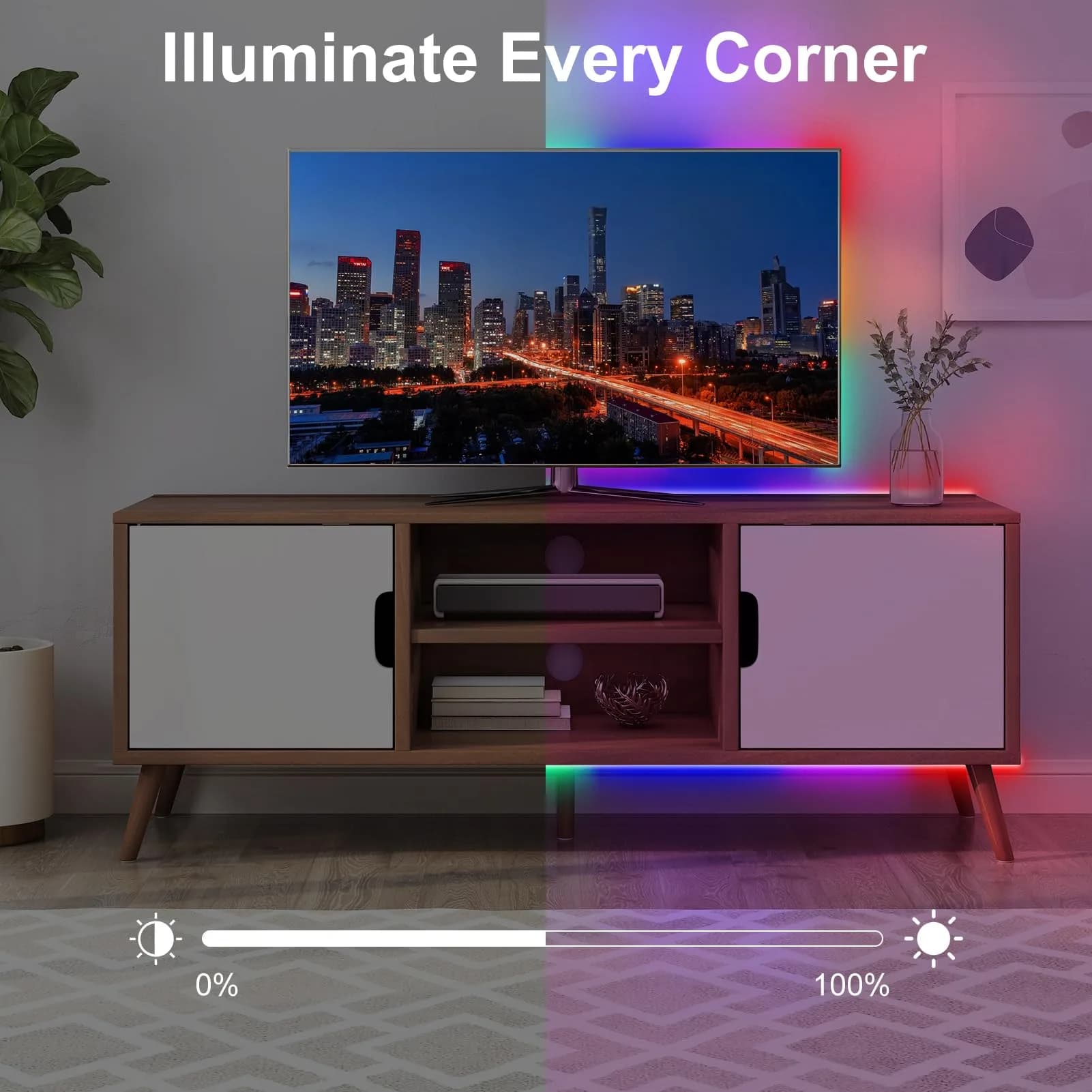 echosari LED Strip Lights 3.05m (10ft) Dual Color Changing (Warm White & Multicolor) with Remote | Battery Operated, Cuttable for Bedroom Party Decor - view 6
