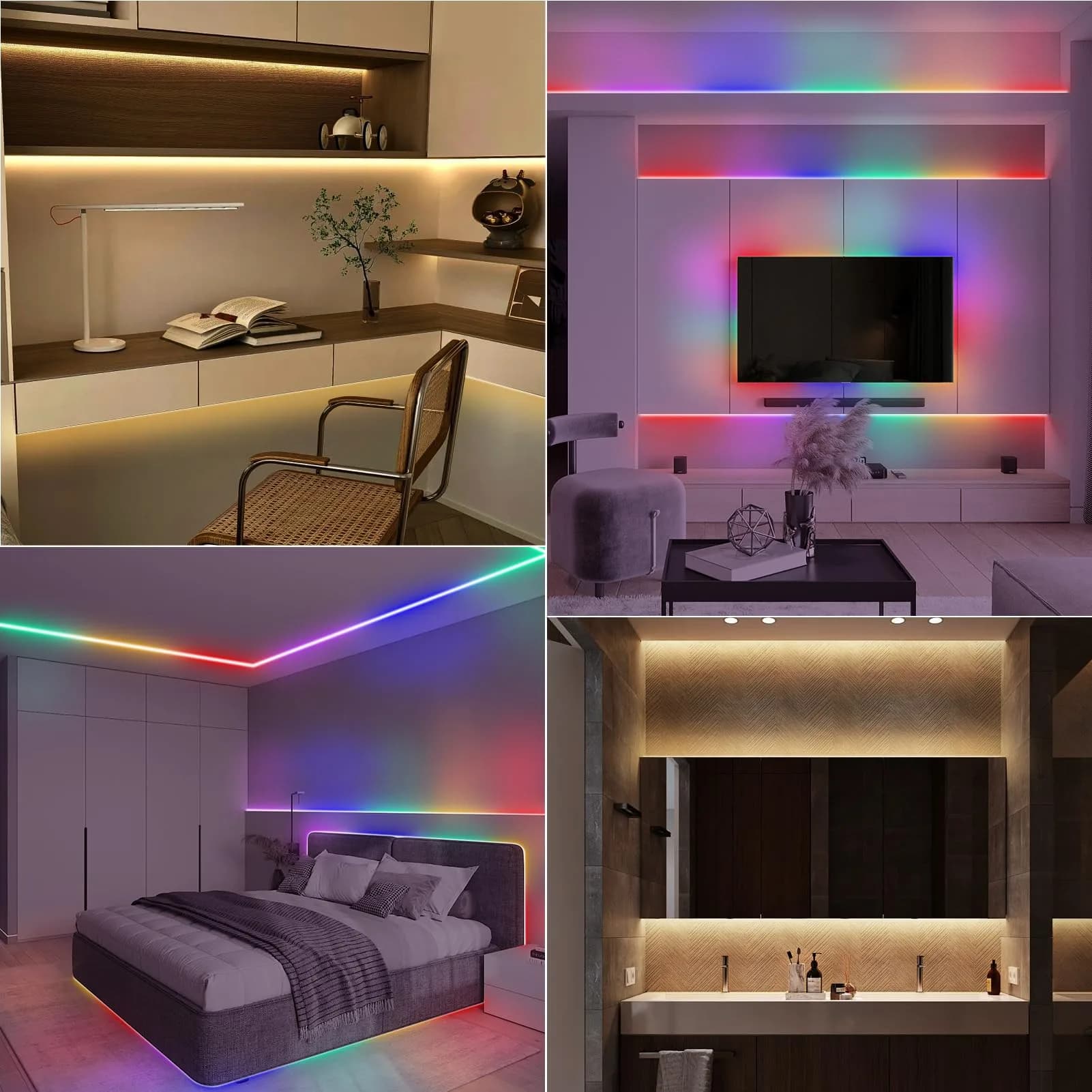 echosari LED Strip Lights 3.05m (10ft) Dual Color Changing (Warm White & Multicolor) with Remote | Battery Operated, Cuttable for Bedroom Party Decor - view 2