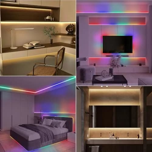 echosari LED Strip Lights 3.05m (10ft) Dual Color Changing (Warm White & Multicolor) with Remote | Battery Operated, Cuttable for Bedroom Party Decor thumbnail 2