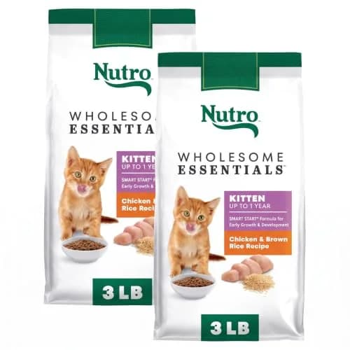 Nutro Wholesome Essentials Kitten Natural Dry Cat Food for Early Development Farm-Raised Chicken & Brown Rice Recipe, 3 lb. Bag (Pack of 2) | Supports Growth & Immunity thumbnail 1