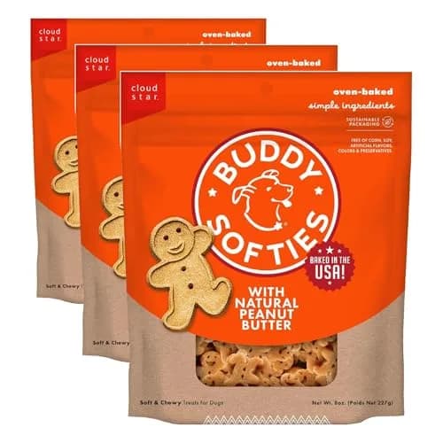 Buddy Biscuits Peanut Butter Dog Treats 8 oz Pouch | Soft & Chewy, Oven Baked in The USA thumbnail 1