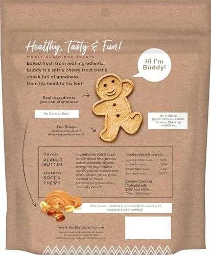 Buddy Biscuits Peanut Butter Dog Treats 8 oz Pouch | Soft & Chewy, Oven Baked in The USA thumbnail 2