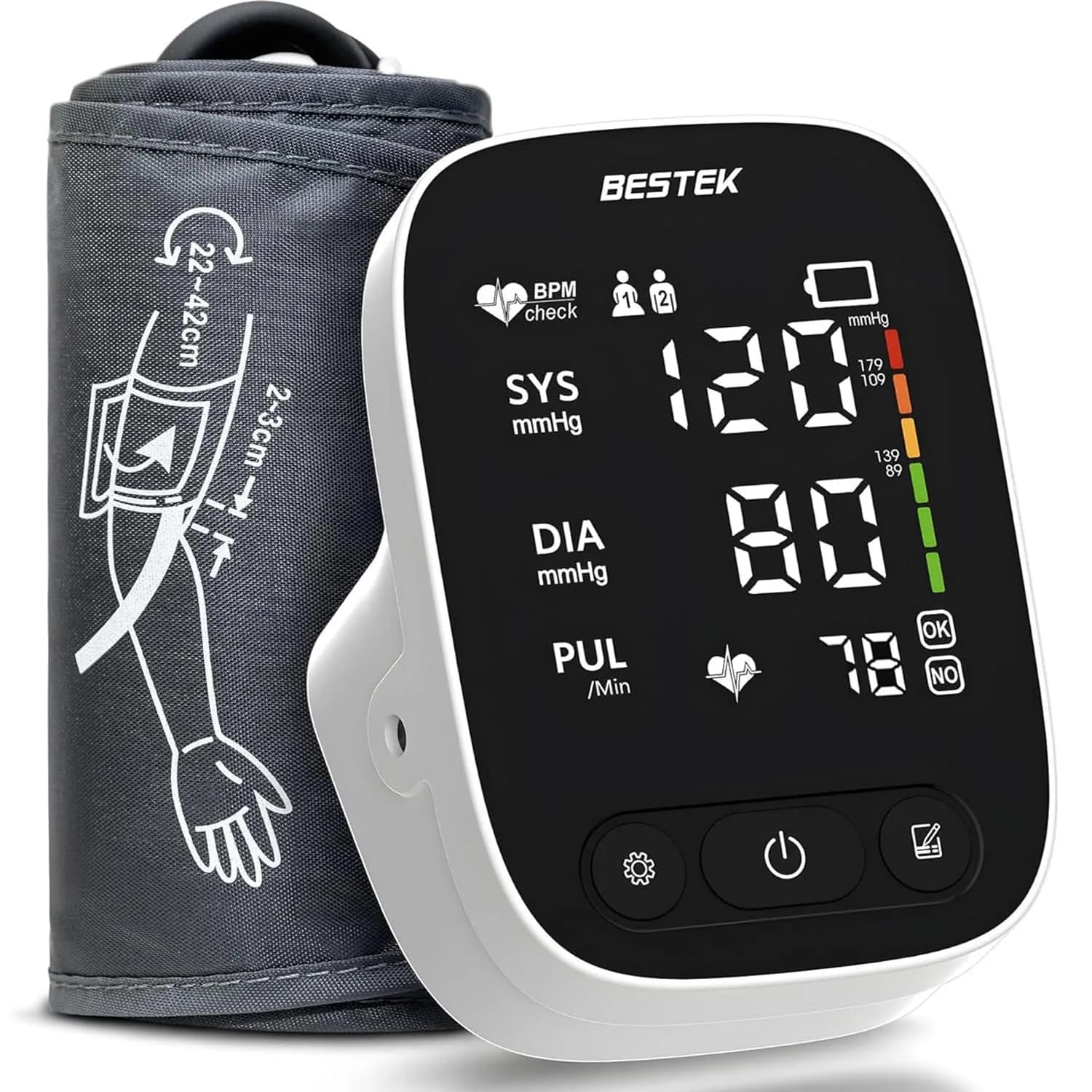 BESTEK Automatic Arm Blood Pressure Monitor with Voice Broadcast & Dual User Tracking | 22-42 cm Cuff - main product image