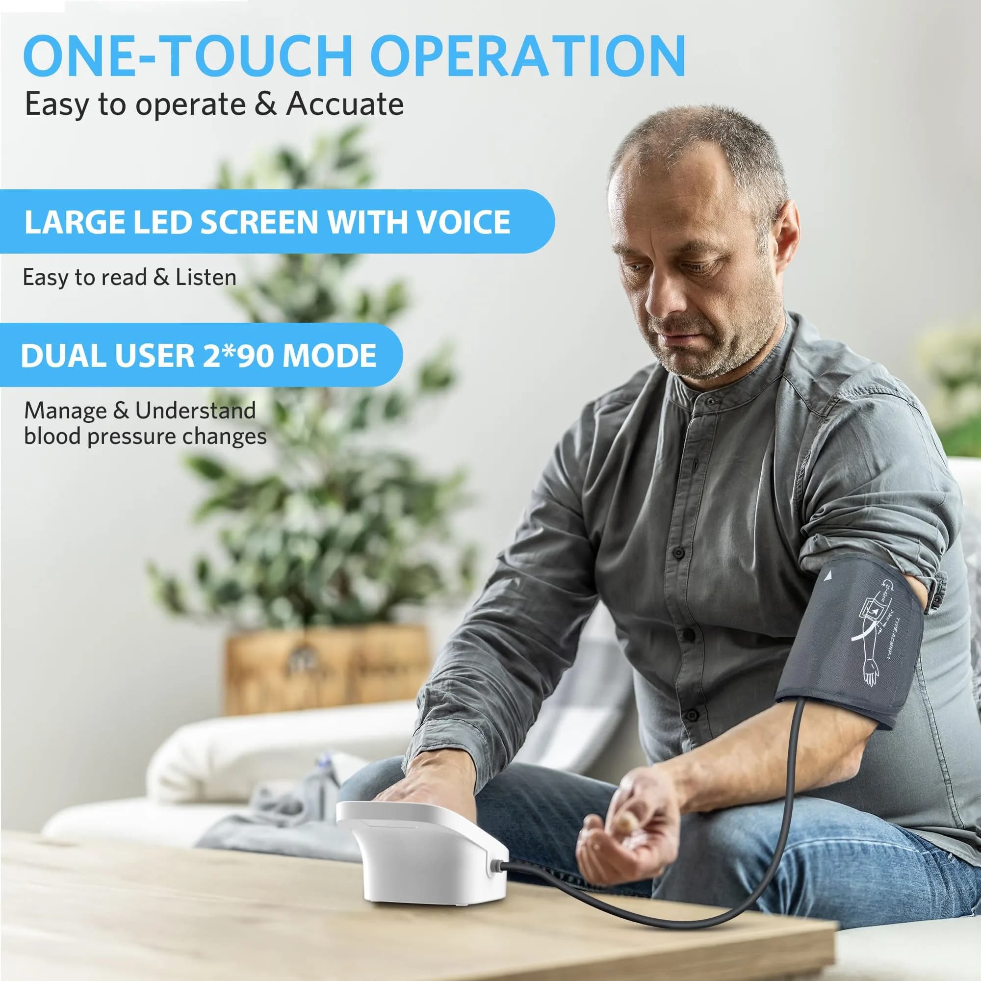 BESTEK Automatic Arm Blood Pressure Monitor with Voice Broadcast & Dual User Tracking | 22-42 cm Cuff - view 6