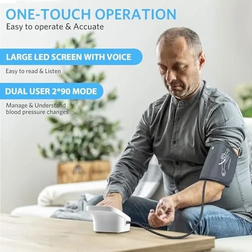 BESTEK Automatic Arm Blood Pressure Monitor with Voice Broadcast & Dual User Tracking | 22-42 cm Cuff thumbnail 6