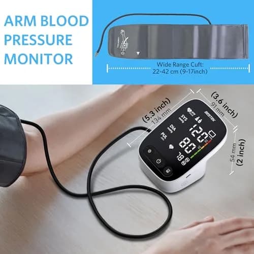 BESTEK Automatic Arm Blood Pressure Monitor with Voice Broadcast & Dual User Tracking | 22-42 cm Cuff thumbnail 7