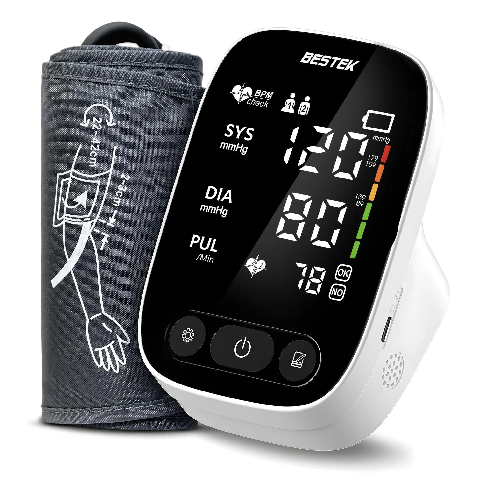 BESTEK Automatic Arm Blood Pressure Monitor with Voice Broadcast & Dual User Tracking | 22-42 cm Cuff - view 8
