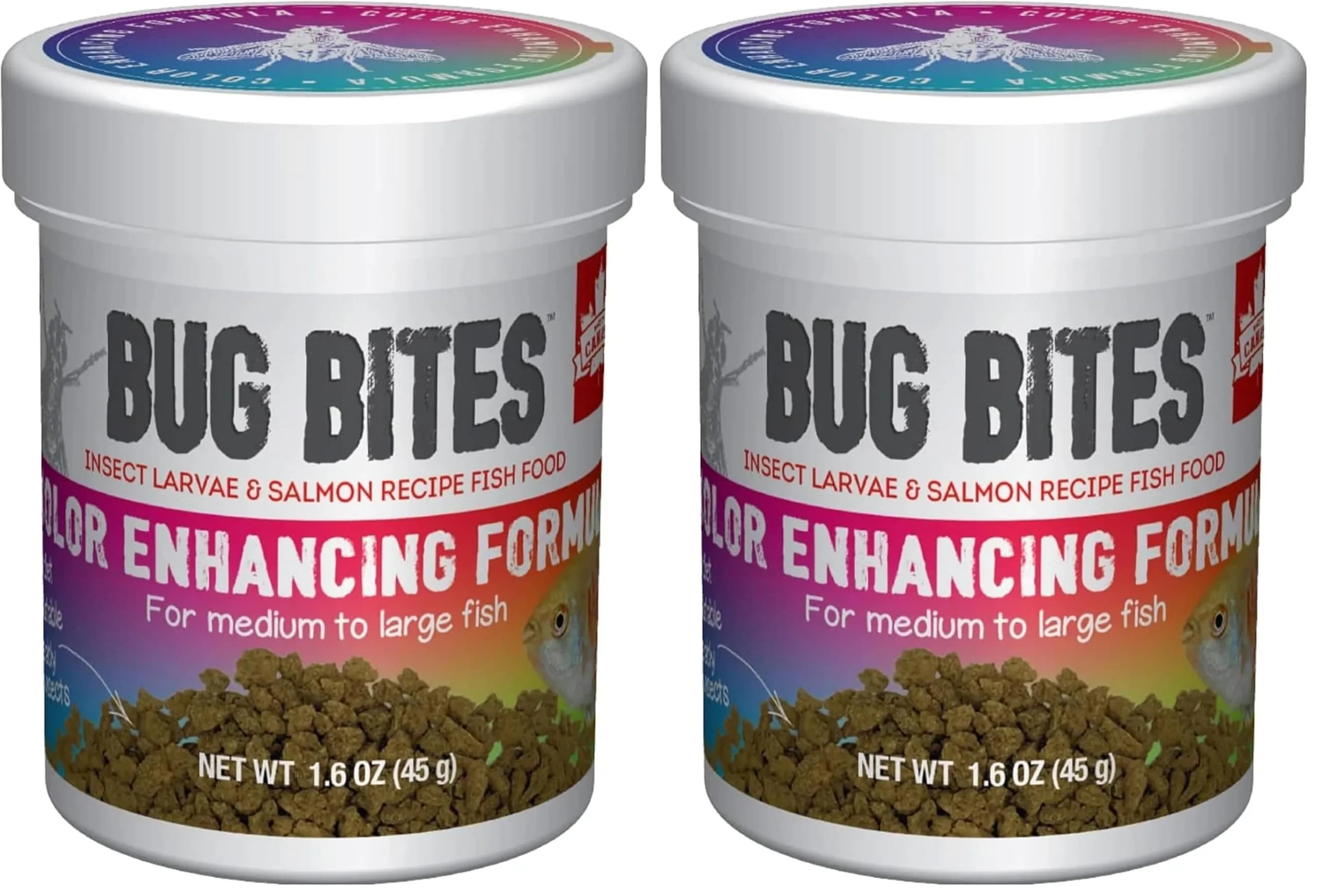 Fluval Bug Bites Color Enhancing Fish Food Granules for Tropical Fish, 181.4 g (6.4 oz) Pack of 2 | Insect-Rich Formula for Medium to Large Fish