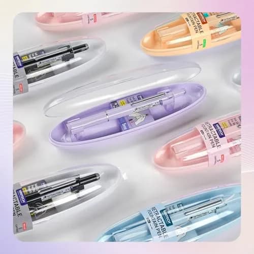 WRITECH Retractable Fountain Pen with Fine Nib & Black Ink | 0.3mm Line Size | Includes 5 Ink Cartridges thumbnail 6