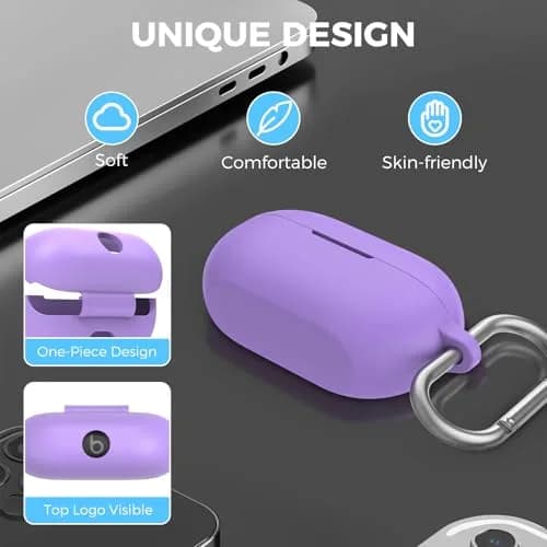 AHASTYLE Silicone Case for Beats Solo Buds (2024) Lavender | Protects Earbuds & Charging Case thumbnail 6