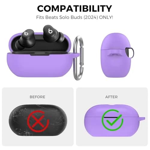AHASTYLE Silicone Case for Beats Solo Buds (2024) Lavender | Protects Earbuds & Charging Case thumbnail 2