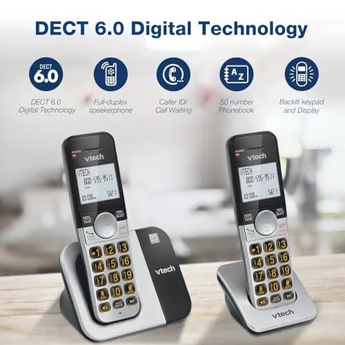 VTech DECT 6.0 Cordless Phone 2-Handset System with Caller ID | Interference-Free Sound thumbnail 6