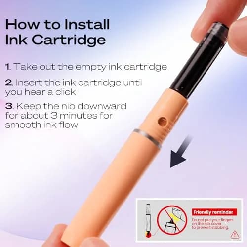 WRITECH Clictek Retractable Fountain Pen Fine Black Ink with 5 Cartridges | Smooth Ink Flow for Students & Office thumbnail 3