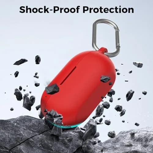 AHASTYLE Silicone Case for Beats Solo Buds (2024) | Red Protective Cover with Carabiner thumbnail 4