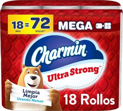 Charmin Ultra Strong Toilet Paper 18 Mega Rolls (3960 Sheets Total) | 4X Stronger When Wet thumbnail 1