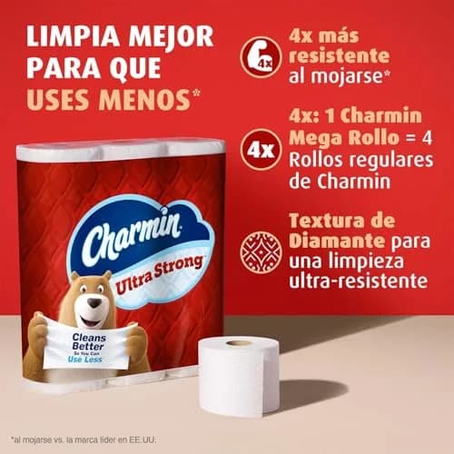 Charmin Ultra Strong Toilet Paper 18 Mega Rolls (3960 Sheets Total) | 4X Stronger When Wet thumbnail 2