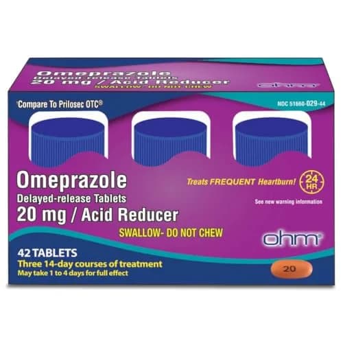 Ohm Omeprazole 20mg Delayed-Release Tablets | Acid Reducer for Heartburn Relief (12 Weeks Supply, 84 Count) thumbnail 2