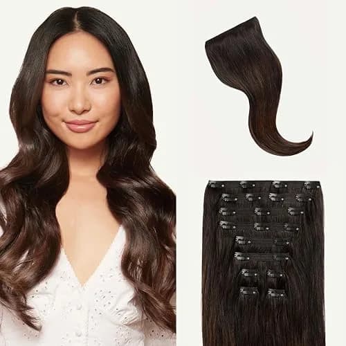 LUXY Classic Clip-In Hair Extensions Off Black Balayage 20 Inch | Natural Volume & Length thumbnail 1