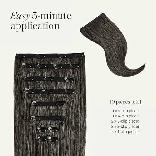 LUXY Hair Extensions 20 Inch Dark Gray | Natural Remy Human Hair for Volume & Length thumbnail 7