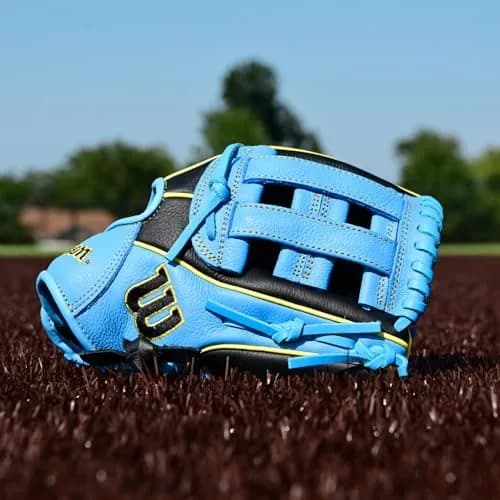 Wilson A500 12.5" Outfield Youth Baseball Glove - Right Hand Throw, Blonde/Red/Black | All-Position Versatility for Developing Players thumbnail 8