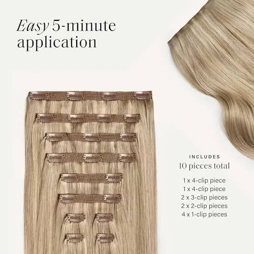 LUXY Classic Clip-In Hair Extensions 20 Inch | 100% Remy Human Hair for Natural Volume & Length thumbnail 7