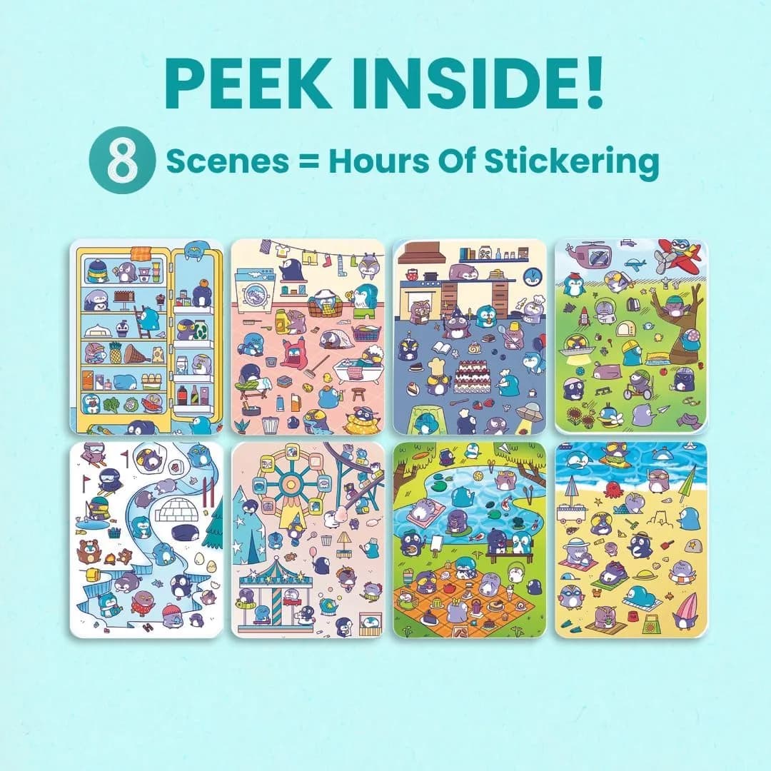 CUPKIN Penguin Paradise Sticker Book with 500+ Stickers & 12 Coloring Pages | Toddler Travel Activity Book for Ages 2-8 - view 6