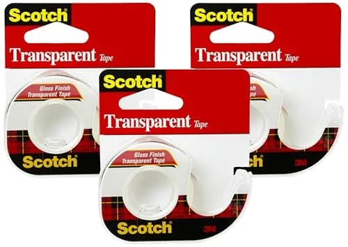 Scotch Transparent Tape with Dispenser 12.7 mm x 11.4 m (0.5 in x 450 in) | 3 Rolls, Crystal Clear thumbnail 1