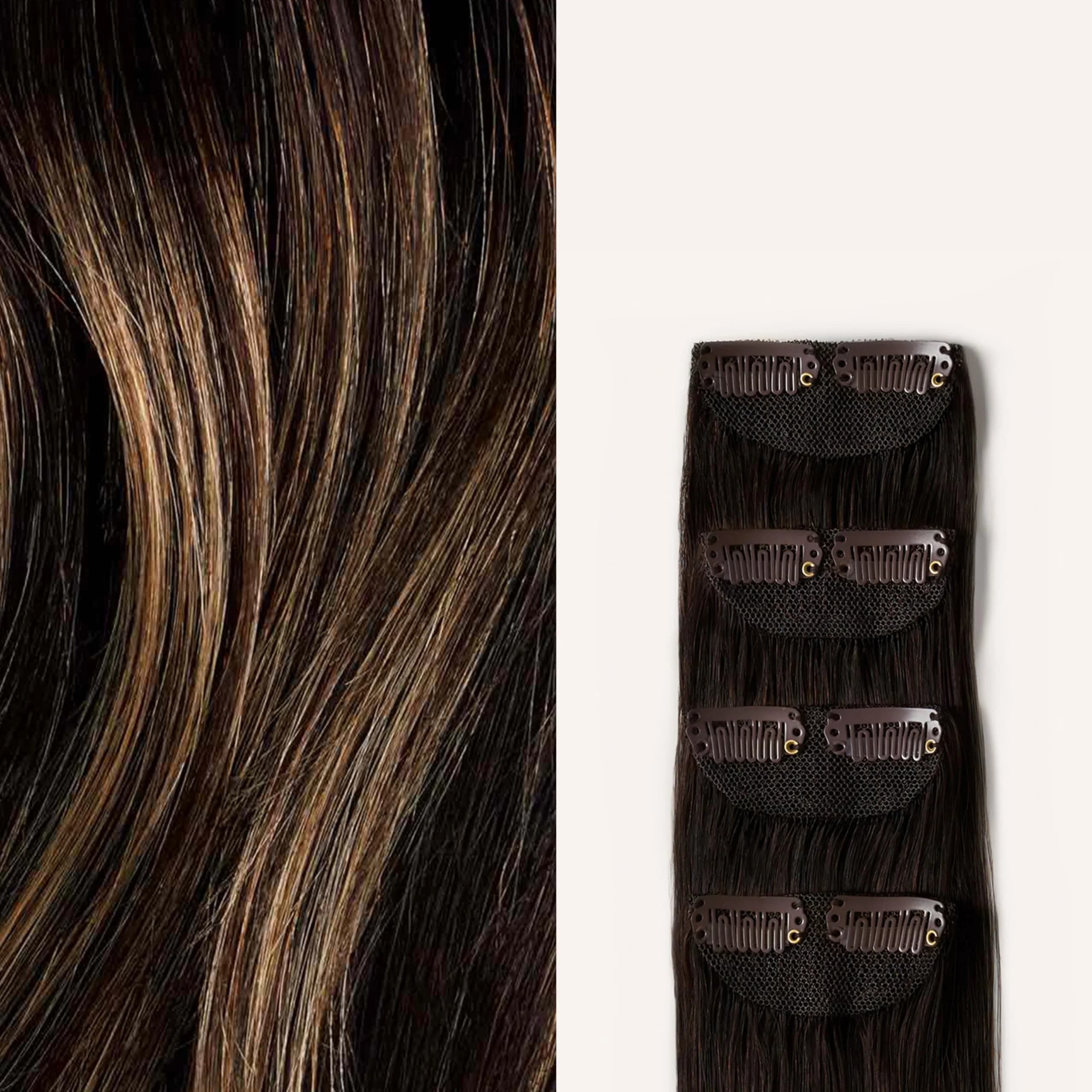 LUXY Scalp Hair Fill-In Extensions Dark Brown Balayage 12" | Natural Coverage & Seamless Blend — Dark Brown Balayage / 2T18