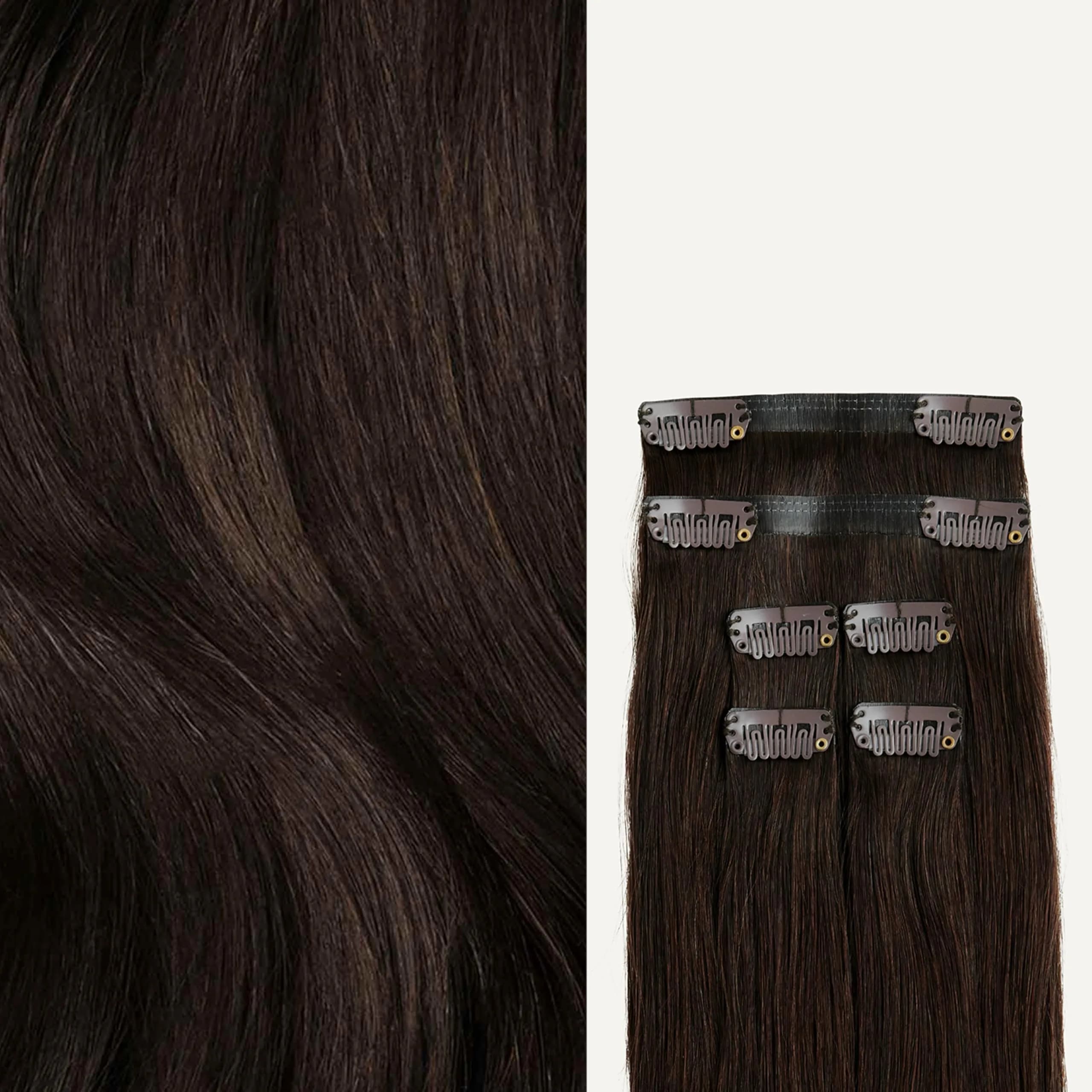 LUXY Thinning Hair Fill-In Extensions Dark Brown 12 Inch | Natural Human Hair Clip-Ins for Fuller Hair