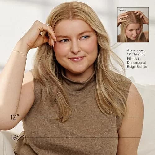 LUXY Thinning Hair Fill-In Extensions Dark Brown 12 Inch | Natural Human Hair Clip-Ins for Fuller Hair thumbnail 6
