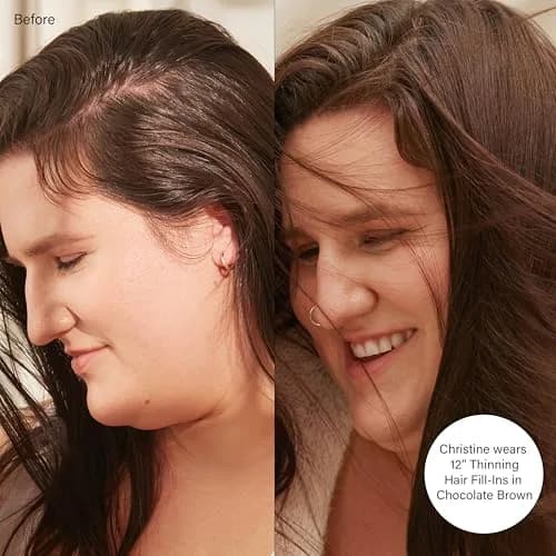 LUXY Thinning Hair Fill-In Extensions Dark Brown 12 Inch | Natural Human Hair Clip-Ins for Fuller Hair thumbnail 2