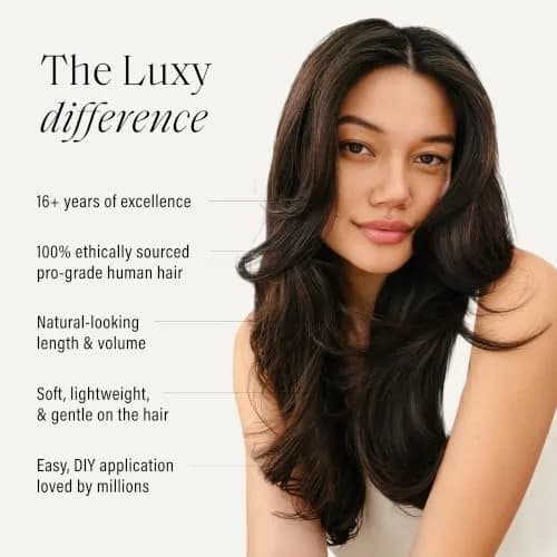 LUXY Classic Clip-In Hair Extensions Dark Gray (G1B) | 20 Inch, 220g, Natural Volume & Length thumbnail 3