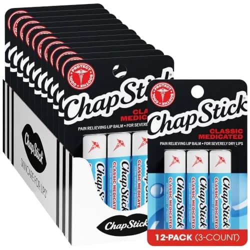 ChapStick Classic Medicated Lip Balm 36 Sticks | Soothes & Heals Dry Lips, USA Import thumbnail 1