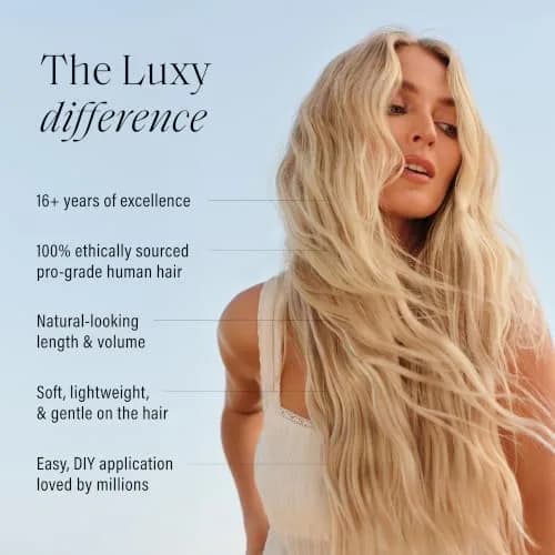 Luxy Classic Clip-In Hair Extensions Light Gray (G55) | 20 Inch, 160g, Natural Remy Human Hair thumbnail 3
