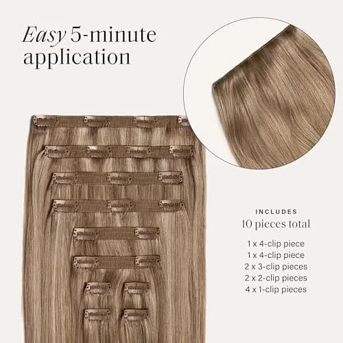 LUXY Classic Clip-In Hair Extensions 20 Inch | Natural Blonde, 160g, 10 Wefts, Remy Human Hair thumbnail 7
