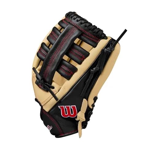 Wilson A500 12.5" Outfield Youth Baseball Glove - Left Hand Throw, Blonde/Red/Black | Lightweight Durability That Lasts thumbnail 4