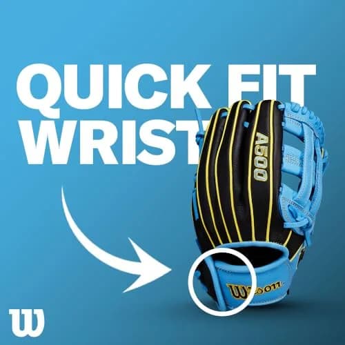 Wilson A500 12.5" Outfield Youth Baseball Glove - Left Hand Throw, Blonde/Red/Black | Lightweight Durability That Lasts thumbnail 7