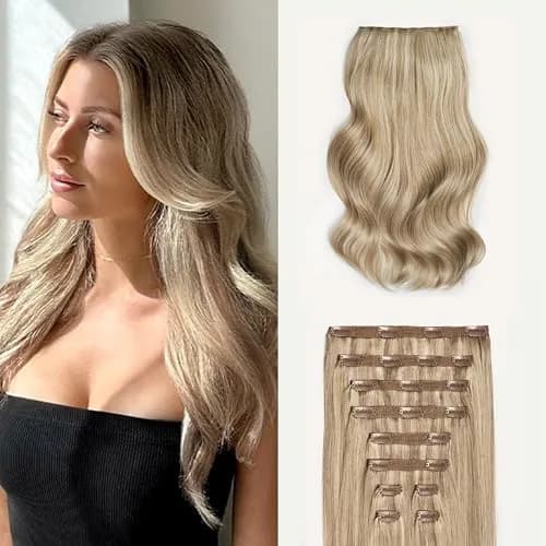 LUXY Classic Clip-In Hair Extensions 20 Inch 220g Blonde | Natural Volume & Length thumbnail 1