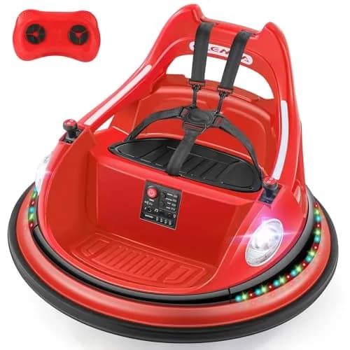 ELEMARA Kids Bumper Car 12V Ride-On, Red | 1.9 mph Max Speed, 66 lbs Capacity, Bluetooth Music, 5 Lighting Modes thumbnail 1