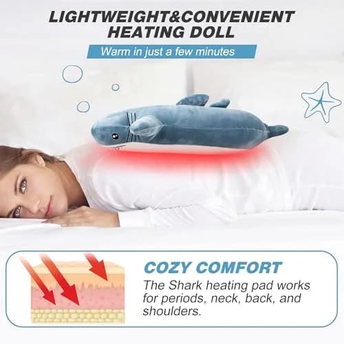 HOTHUGZ Shark Heating Pad for Period, Electric Belly & Back Warmth | USB Plush Shark thumbnail 7