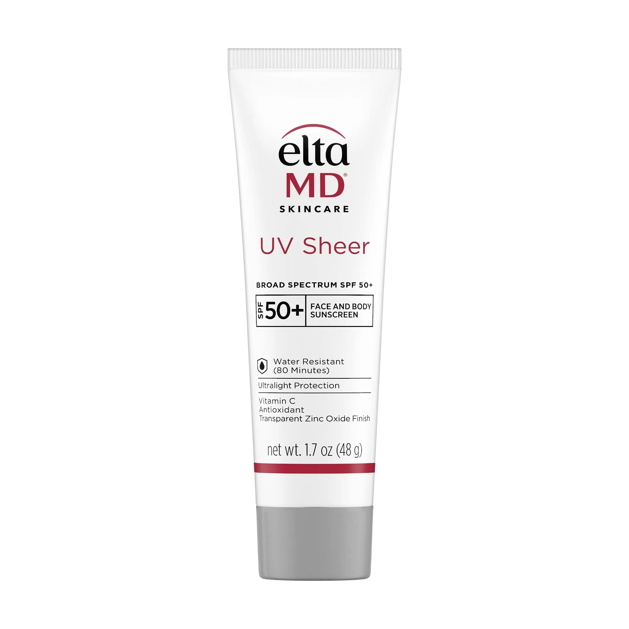 EltaMD UV Sheer Face and Body Sunscreen SPF 50+ with Transparent Zinc Oxide, 48g (1.7 oz) - main product image
