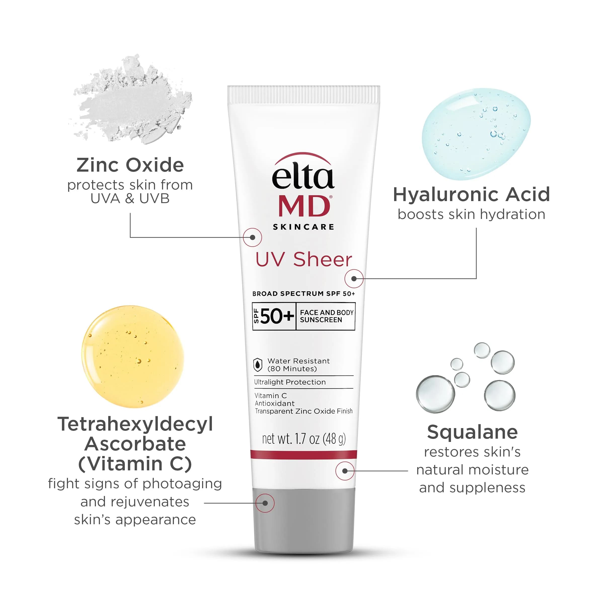 EltaMD UV Sheer Face and Body Sunscreen SPF 50+ with Transparent Zinc Oxide, 48g (1.7 oz) - view 3