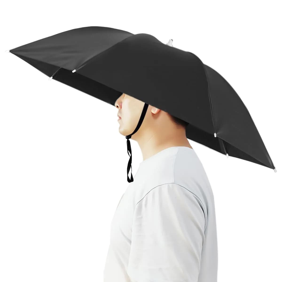 Bocampty Black Umbrella Hat, 37" Diameter | Hands-Free UV Protection for Fishing & Outdoors - main product image