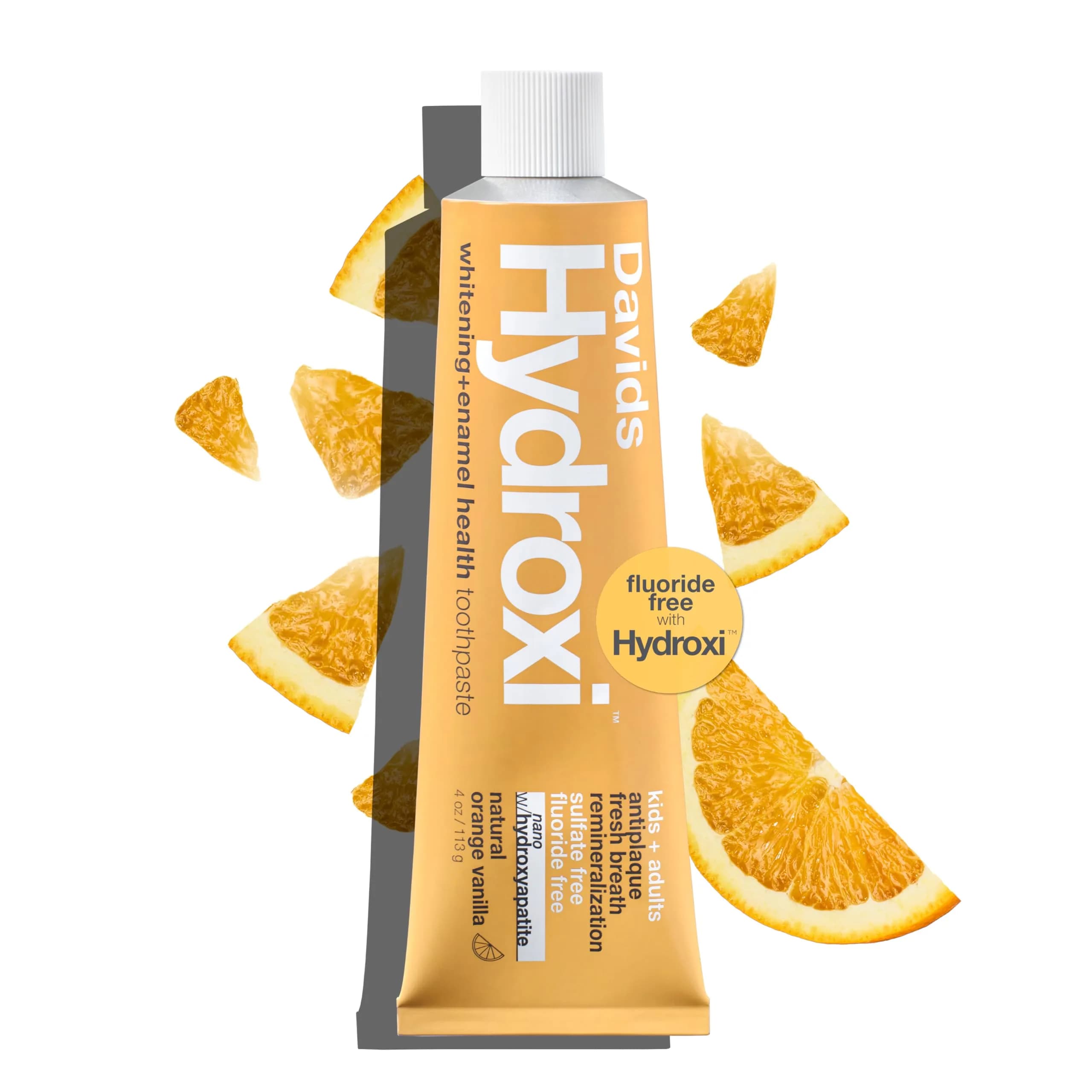 Davids Hydroxi Nano Hydroxyapatite Toothpaste Orange Vanilla Flavor, 113g (4 oz) | Fluoride-Free Enamel Health & Whitening - main product image