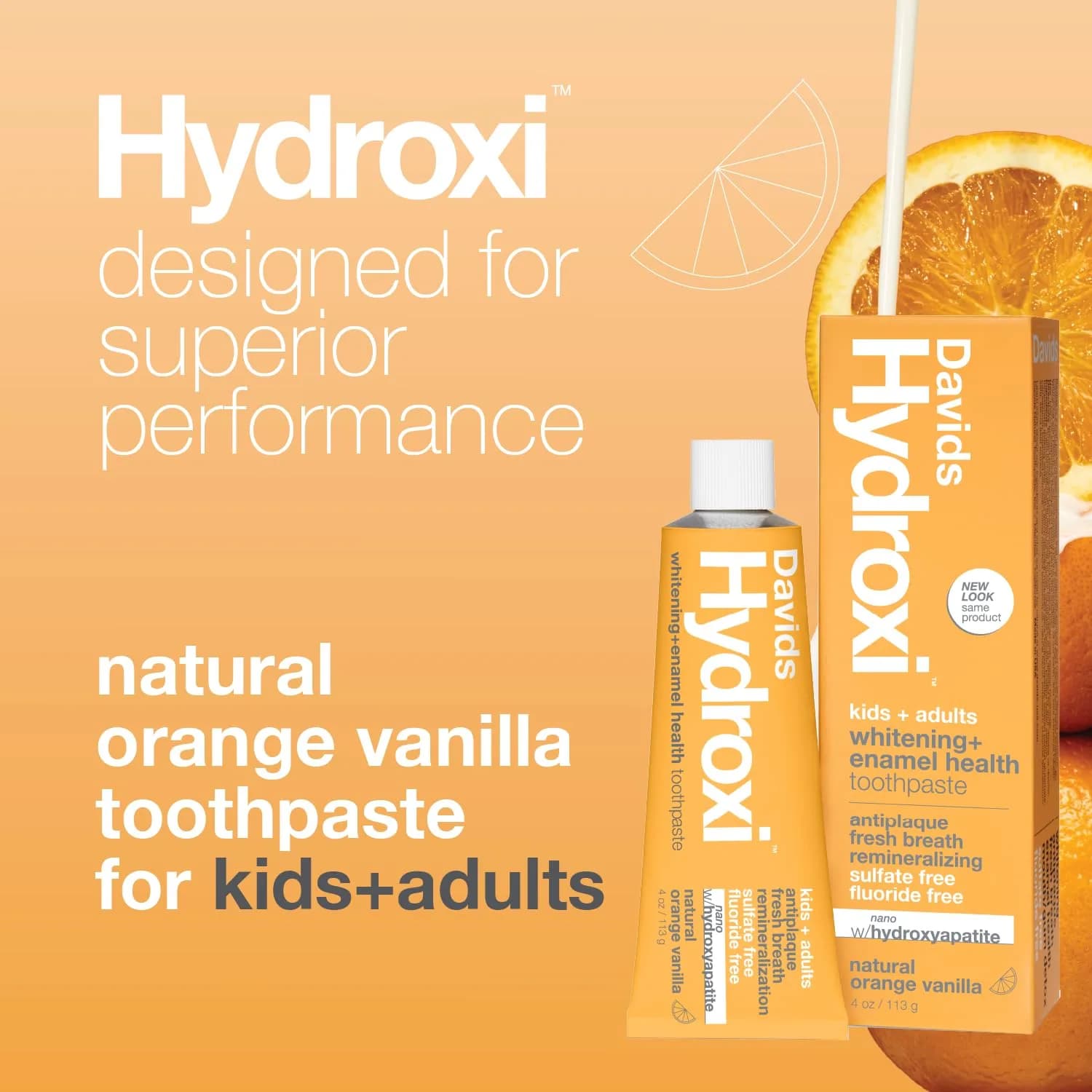 Davids Hydroxi Nano Hydroxyapatite Toothpaste Orange Vanilla Flavor, 113g (4 oz) | Fluoride-Free Enamel Health & Whitening - view 4
