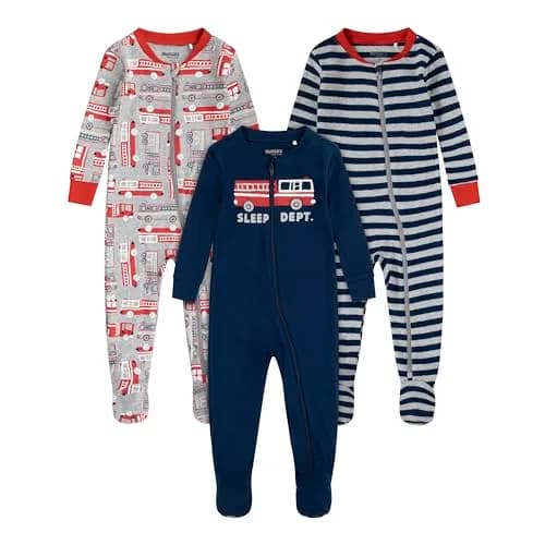 HUGGIES 3-Pack Footed Coverall | Organic Cotton Baby Pajamas for Toddler (5T) thumbnail 1