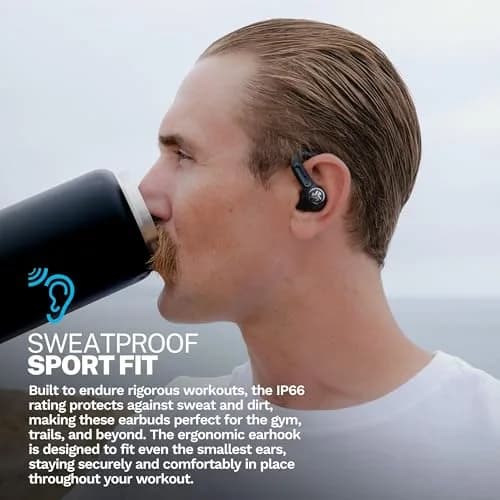 JLab Epic Air Sport ANC 3 Wireless Earbuds | Active Noise Cancelling Sport Earphones, 68+ Hour Battery, IP66 Sweatproof, Bluetooth 5.3, Black thumbnail 6