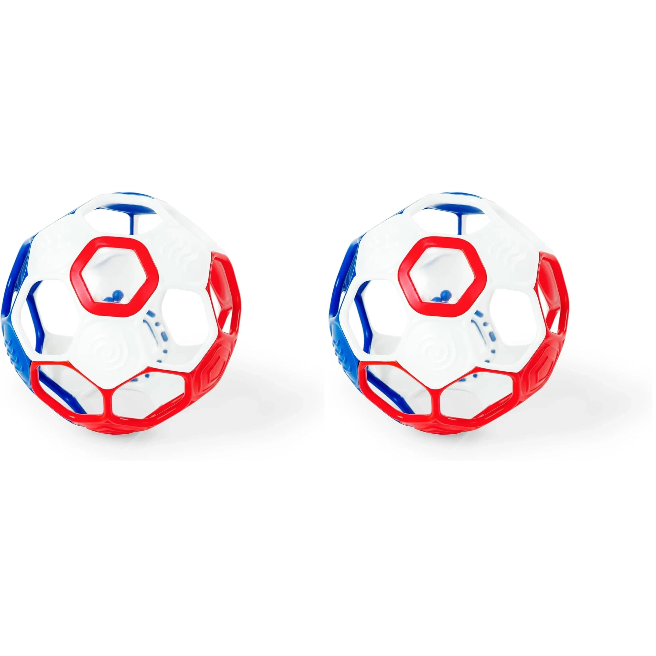 Bright Starts Oball Grippin' Goals Rattle Soccer Ball 2-Pack | Easy-Grasp Toy for Newborns & Up
