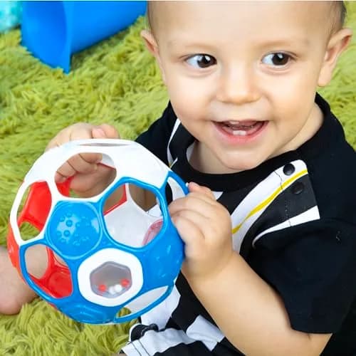 Bright Starts Oball Grippin' Goals Rattle Soccer Ball 2-Pack | Easy-Grasp Toy for Newborns & Up thumbnail 6